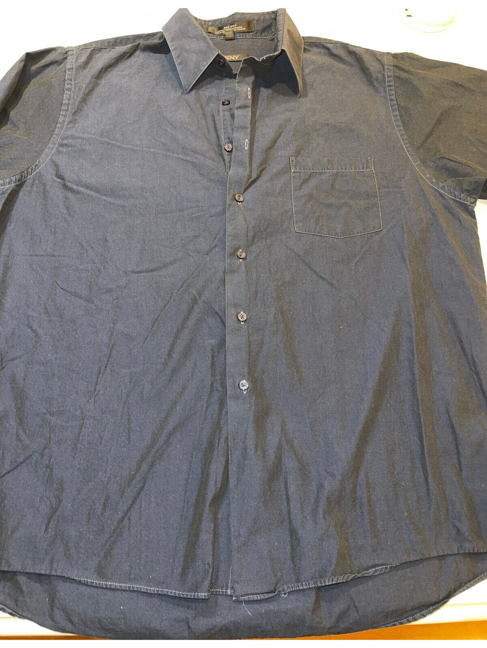 DESINGER DKNY 80'S 2 PLY 100% COTTON LONG SLEEVE BLUE SHIRT SIZE 17 34/35